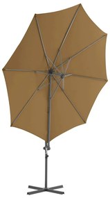 Guarda-sol de jardim com base portátil cinzento-acastanhado