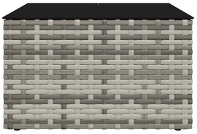 2 pcs conjunto lounge de jardim c/ almofadões vime PE cinzento