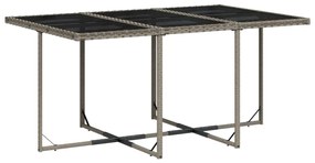 11 pcs conjunto jantar p/ jardim c/ almofadões vime PE cinzento