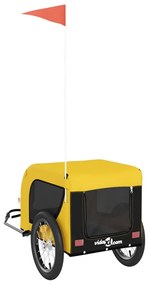 Reboque bicicleta p/ animais tecido oxford/ferro amarelo/preto