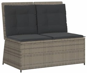 7 pcs conjunto lounge de jardim c/ almofadões vime PE cinzento