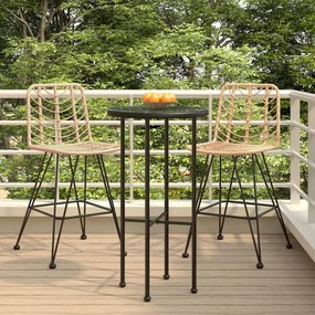319430 vidaXL Bancos de bar 2 pcs 45x56x103,5 cm vime PE e aço