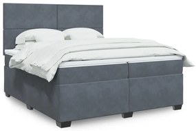 vidaXL Cama com molas/colchão 200x200 cm veludo cinzento-escuro