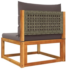 3 pcs conjunto de sofás de jardim com almofadões acácia maciça