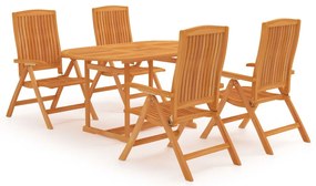 vidaXL 5 pcs conjunto de jantar para jardim madeira de teca maciça