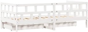 Sofá-cama c/ gavetas 90x190 cm madeira de pinho maciça branco