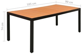 9 pcs conjunto de jantar para jardim alumínio preto