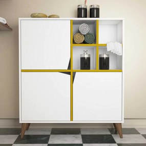 Armário Multiuso Pulse – Branco e Amarelo – 100x115x30 cm