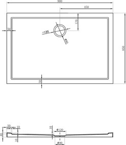 Mexen Flow base de duche retangular slim 90 x 85 cm, branco brilho - 46R108590