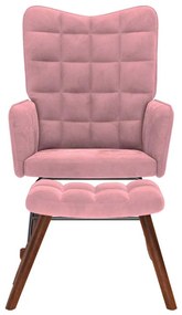 Cadeira de baloiço com banco veludo rosa