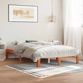 Cama sem colchão 120x200 cm madeira pinho maciça castanho-mel