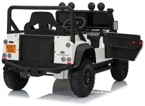 Jipe elétrico para crianças Land Rover Defender 110 SVX 12V, 4X4, luzes LED, bateria de lítio, licença ORIGINAL Branco