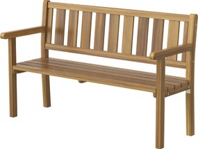Outsunny Banco de Jardim 2 Lugares, Banco Exterior em Ripas de Madeira de Abeto, Estilo Country, Banco para Terraço, Pátio e Quintal, 150x57x93 cm, Cor Teca | Aosom Portugal