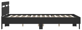 Estrutura de cama com LED sem colchão 150x200 cm preto