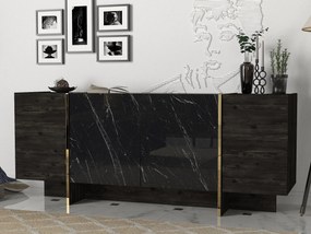 Aparador Veyron – Preto e Dourado, 180x46.6x75.5 cm – Design Moderno G