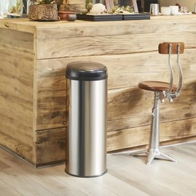 Caixote do lixo em aço inoxidável com sensor e até 50 L, Ø31 x 78 cm Prateado