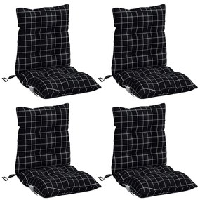 Almofadões cadeira encosto baixo 4 pcs oxford xadrez preto