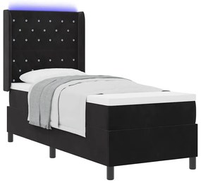 Cama Box Spring vidaXL com Colchão e LED Preto 80x200 cm Veludo