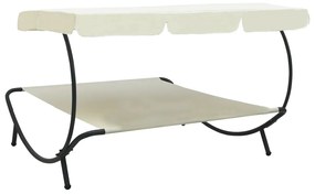 Espreguiçadeira de jardim com toldo branco nata