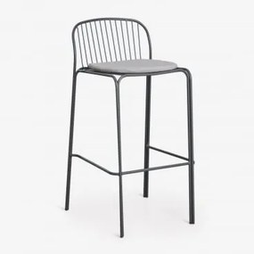 Pack De 4 Bancos Altos De Jardim Em Aço Anerina Cinza Grafito & ↑75 Cm & Cinzento Areia - Sklum