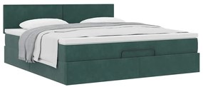 Estrutura de cama otomana com colchão 160x200 cm verde escuro