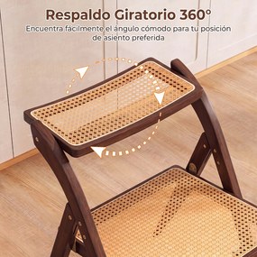 Conjunto de 2 Cadeiras de Jantar Dobráveis (MESA NÃO INCLUIDA), 56 x 49 x 80 cm, Encostos Rotativos de 360°, cor Nogueira