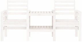 Banco de jardim 2 lugares com mesa pinho maciço branco