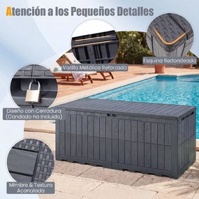 Baú de Arrumação Exterior, 154 x 71 x 64,5 cm, Capacidade de 680 L, Cinzento