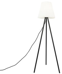 Candeeiro de pé moderno para exterior preto com abajur branco IP65 - Virginia Design