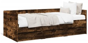 vidaXL Sofá-cama com gavetas sem colchão 90x190 cm carvalho fumado