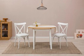 Conjunto de Mesa de Jantar Extensível e Cadeiras Oliver – Branco Carva