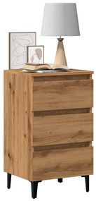 vidaXL Mesa de cabeceira c/ pernas metal 40x35x69cm carvalho artisiano