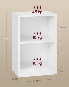 Conjunto de 2 mesas de cabeceira 30 x 40 x 60 cm Coleção Custos com compartimentos abertos para uso versátil, brancas
