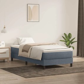 Cama com molas sem colchão 90x220 cm veludo cinzento-escuro