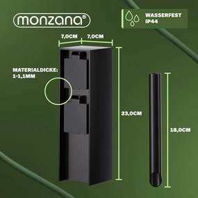 Tomada de jardim com 2 pinos 23x7x7cm preta