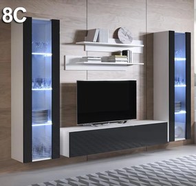 Conjunto de Móveis de Sala Bouça – 2,6 m – Modular em Branco e Preto c