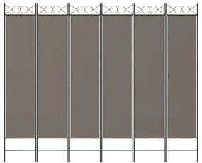 Biombo com 6 Painéis em Tecido Cinzento - 240x220 cm - Design Moderno