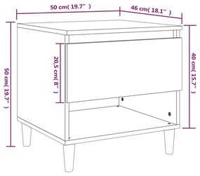 Mesa de cabeceira 50x46x50 cm derivados de madeira cinza sonoma