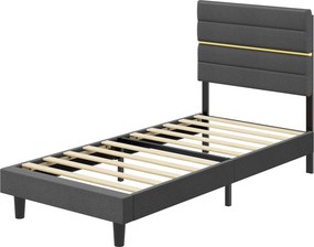 Estrutura de cama individual 90 x 200 cm (COLCHÃO NÃO INCLUIDO), com estrado de ripas Cinza ardósia