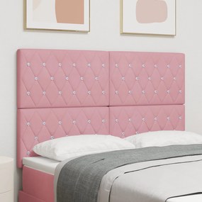 Cabeceira com Botão de Cristal Tufted Rosa 160 cm de Veludo