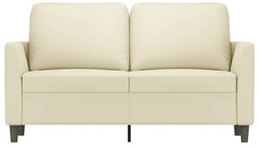 Sofá de 2 lugares 120 cm couro artificial cor creme