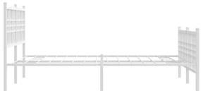 Estrutura de cama com cabeceira e pés 120x200 cm metal branco