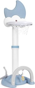 Cesto de basquetebol 4 em 1 para crianças Centro de actividades desportivas ajustável com anéis de basquetebol, futebol, golfe Azul