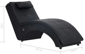 Chaise longue de massagem c/ almofada couro artificial preto