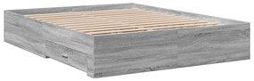 Estrutura de cama c/ gavetas derivados madeira cinza sonoma
