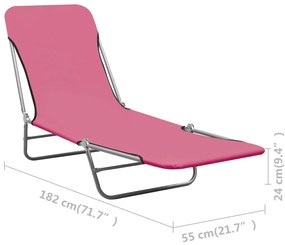 Espreguiçadeiras dobráveis 2 pcs aço e tecido rosa