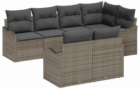 Conjunto de Sofá de Jardim vidaXL de 7 Peças com Almofadas Cinza Ratta