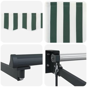 Toldo retrátil manual Verde e Branco 500x300 cm