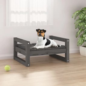 Cama para cães 55,5x45,5x28 cm madeira de pinho maciça cinzento