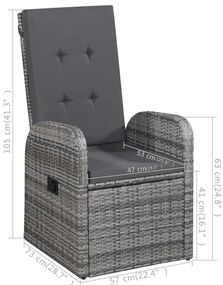 3 pcs conjunto de jantar para jardim cinzento